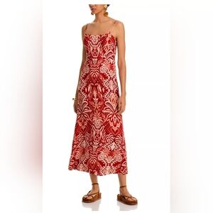 NWT FARM Rio Tropical Tapestry Red Slip Dress Size Small Resortwear